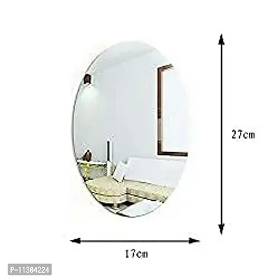 OZKET Flexible Mirror Sheets Self-Adhesive Plastic Mirror Tiles Non-Glass Mirror Stickers for Home Decoration (Oval Shape) (30x45x1)-thumb3