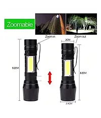 OZKET Torch 2 in 1 ZOOMABLE Flashlight and Emergency Light with USB Cable NP-09 Torch (Black : Rechargeable)-thumb2