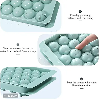 OZKET Round Ice Cube Tray with Lid,Ice Ball Maker Mold for Freezer,Mini Circle Ice Cube Tray Making 1 in X 33PCS Small Sphere Ice Chilling Cocktail Whiskey Tea & Coffee (1 Packs )-thumb3
