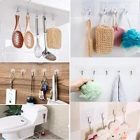 OZKET Metal Self Adhesive Wall Hooks, Heavy Duty Sticky Hooks for Hanging Waterproof Adhesive Hooks Accessories (10 PC, Transparent)-thumb3