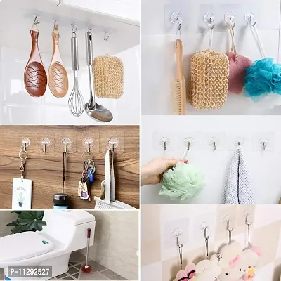 OZKET Metal Self Adhesive Wall Hooks, Heavy Duty Sticky Hooks for Hanging Waterproof Adhesive Hooks Accessories (10 PC, Transparent)-thumb4