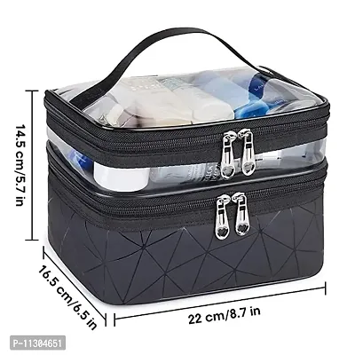 OZKET Makeup Bags Double Layer Travel Cosmetic Cases Make up Organizer Toiletry Bags - Black Diamond-thumb2