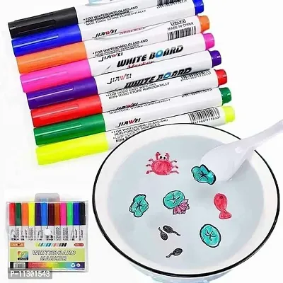 OZKET 12pcs Colorful Magical Water Painting Pen |Doodle Water Floating Pen |Writing Mat Pen with Ceramic Spoon |Water Painting Whiteboard Pen for Artist (Multicolor)-thumb0