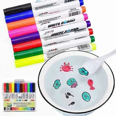 OZKET 12pcs Colorful Magical Water Painting Pen |Doodle Water Floating Pen |Writing Mat Pen with Ceramic Spoon |Water Painting Whiteboard Pen for Artist (Multicolor)