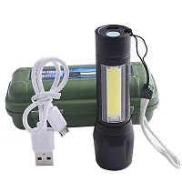 OZKET Torch 2 in 1 ZOOMABLE Flashlight and Emergency Light with USB Cable NP-09 Torch (Black : Rechargeable)-thumb3