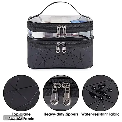 OZKET Makeup Bags Double Layer Travel Cosmetic Cases Make up Organizer Toiletry Bags - Black Diamond-thumb5