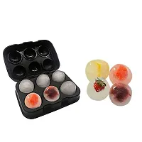 OZKET Ice Cube Trays Silicone, Sphere Ice Ball Maker with Lid for Whiskey and Cocktails & Bourbon, Reusable and BPA Free (6 Round Ice Ball) (Multicolor) (1Pcs )-thumb2