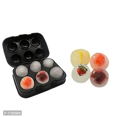 OZKET Ice Cube Trays Silicone, Sphere Ice Ball Maker with Lid for Whiskey and Cocktails & Bourbon, Reusable and BPA Free (6 Round Ice Ball) (Multicolor) (1Pcs )-thumb3