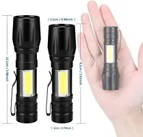 OZKET Torch 2 in 1 ZOOMABLE Flashlight and Emergency Light with USB Cable NP-09 Torch (Black : Rechargeable)-thumb4