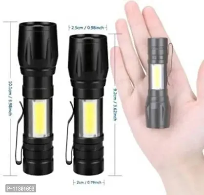 OZKET Torch 2 in 1 ZOOMABLE Flashlight and Emergency Light with USB Cable NP-09 Torch (Black : Rechargeable)-thumb5