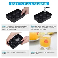 OZKET Ice Cube Trays Silicone, Sphere Ice Ball Maker with Lid for Whiskey and Cocktails & Bourbon, Reusable and BPA Free (6 Round Ice Ball) (Multicolor) (1Pcs )-thumb4