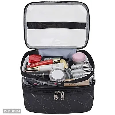 OZKET Makeup Bags Double Layer Travel Cosmetic Cases Make up Organizer Toiletry Bags - Black Diamond-thumb3