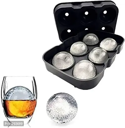 OZKET Ice Cube Trays Silicone, Sphere Ice Ball Maker with Lid for Whiskey and Cocktails & Bourbon, Reusable and BPA Free (6 Round Ice Ball) (Multicolor) (1Pcs )-thumb0