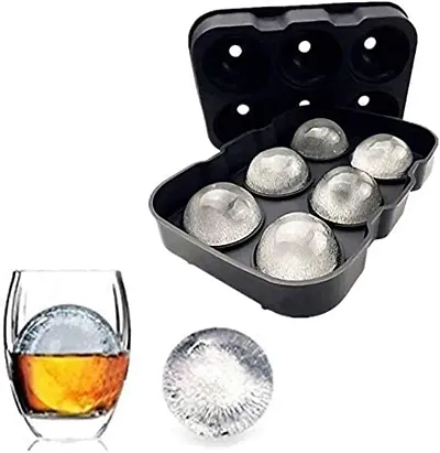 OZKET Ice Cube Trays Silicone, Sphere Ice Ball Maker with Lid for Whiskey and Cocktails & Bourbon, Reusable and BPA Free (6 Round Ice Ball) (Multicolor) (1Pcs )