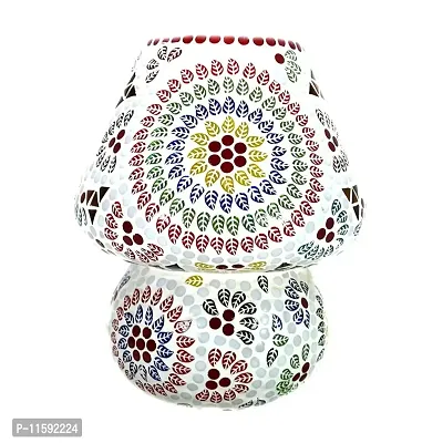 SHUBHAARAMBH Glass Mosaic Lamp for Home Decoration Mushroom Shaped Glass Table Lamp Turkish lamp Multicolour Dome Height 17cm (ML02)-thumb3