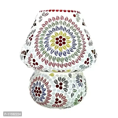 SHUBHAARAMBH Glass Mosaic Lamp for Home Decoration Mushroom Shaped Glass Table Lamp Turkish lamp Multicolour Dome Height 17cm (ML02)-thumb2