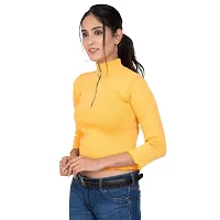 Women's Top Full Sleeve Cotton Zipper Neck Sweater-thumb3
