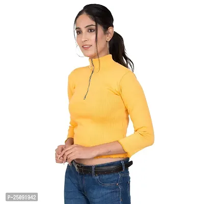 Women's Top Full Sleeve Cotton Zipper Neck Sweater-thumb4
