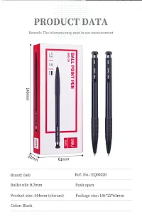 Deli Retractable Lightweight Ballpoint Pen, 0.7mm Tip, Ball Point Pen Set with Soft Grip for Smooth Writing, Students, College, Office (Black, Set of 12)-thumb3