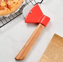 Perfect Pricee Axe Shaped Pizza Cutter with Sharp Rotating Blade for Bread, Cakes , 22.5 X 10 X 2 cm , Color- Red-thumb3