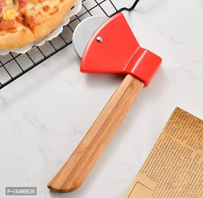 Perfect Pricee Axe Shaped Pizza Cutter with Sharp Rotating Blade for Bread, Cakes , 22.5 X 10 X 2 cm , Color- Red-thumb4