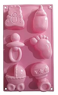 Grizzly? 1 Pc Silicone 6 Cavity Baby Cake Mould Chocolate Soap Mould Baking Mould Soap Making Candle Craft (Baby Mould)-thumb1