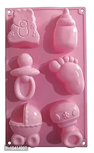 Grizzly? 1 Pc Silicone 6 Cavity Baby Cake Mould Chocolate Soap Mould Baking Mould Soap Making Candle Craft (Baby Mould)-thumb2