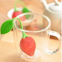 Tim Hawk Red Strawberry Shape Silicone Herbal Green Tea Infuser Filter Strainer-thumb4