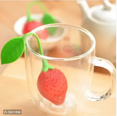 Tim Hawk Red Strawberry Shape Silicone Herbal Green Tea Infuser Filter Strainer-thumb5