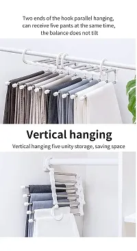 Perfect Pricee 5 in 1 Pant Rack Shelves Plastic Metal Magic Shirt Saree Dresses Scarf Hanger-thumb2