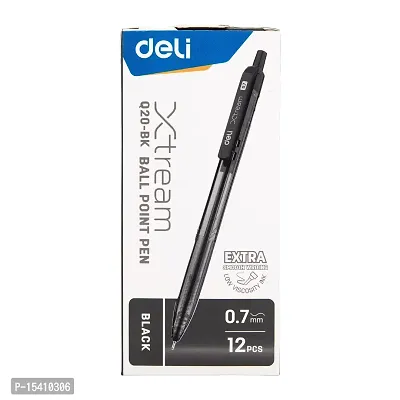 Deli Roller Lightweight Ballpoint Pen, 0.7mm Tip, Ball Point Pen Set with Soft Grip for Smooth Writing, Students, College, Office (Black)