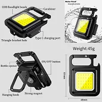 kunya The Genuine Keychain LED Light with Bottle Opener, Magnetic Base and Folding Bracket Mini COB 500 Lumens Rechargeable Emergency Light (Square with 4 Modes)-thumb2