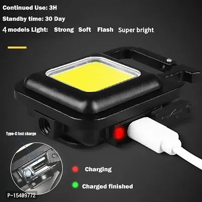 kunya The Genuine Keychain LED Light with Bottle Opener, Magnetic Base and Folding Bracket Mini COB 500 Lumens Rechargeable Emergency Light (Square with 4 Modes)-thumb4