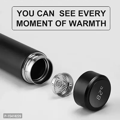 Kunya Smart LED Active Temperature Display Indicator Insulated Stainless Steel Hot  Cold Flask Bottle (Black, 500ml) (Black)-thumb2