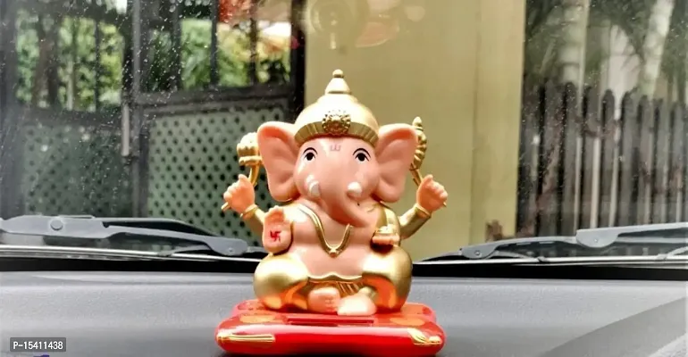 kunya Moving Hands Solar Ganesha Statue for car Dashboard Home Decor and Office | Ganpati Bappa | Solar Lord Ganesh ji Moving Hands (4.5 Inch)-thumb3