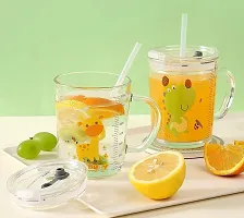 kunya Transparent Glass Tumbler with Lid and Straw Coffee Mug Tea Cup Travel Mug Smoothies Fruit Juice Mug Pack of 1-thumb4