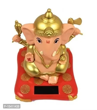 kunya Moving Hands Solar Ganesha Statue for car Dashboard Home Decor and Office | Ganpati Bappa | Solar Lord Ganesh ji Moving Hands (4.5 Inch)-thumb2