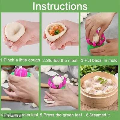 Perfect Pricee Plastic Momos Dumpling Maker Dough Press Mould Shapes (pink and green)-thumb5