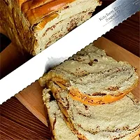 Grizzly? 1 pc 10 inch Steel Bread Knife Wide Teeth Toast Slicing Knives Cake Slicer Baking Pastry Cutter with Wooden Handle-thumb4