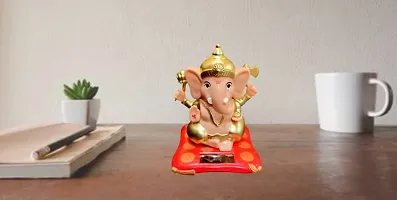 Kunya Moving Hand Solar Powered Ganesha Statue for Car Dashboard Home Decor and Office | Ganpati Bappa | Solar Powered Lord Ganesh ji Moving Hand (Small)-thumb3