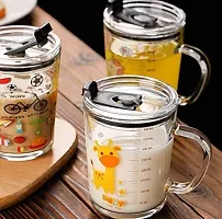 kunya Transparent Glass Tumbler with Lid and Straw Coffee Mug Tea Cup Travel Mug Smoothies Fruit Juice Mug Pack of 1-thumb1