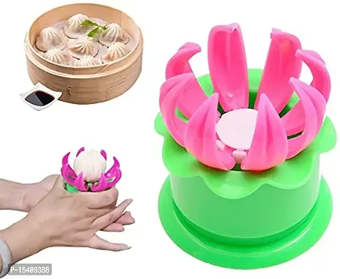 Perfect Pricee Plastic Momos Dumpling Maker Dough Press Mould Shapes (pink and green)-thumb0