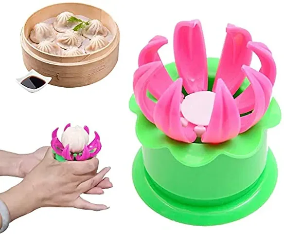 Perfect Pricee Plastic Momos Dumpling Maker Dough Press Mould Shapes (pink and green)