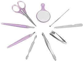 Perfect Pricee 9 Pieces Cutter Cuticle Clipper Pedicure Manicure Set(Apple Shaped design kit) (Set of 9, Purple) Professional Finger  Toe Nail Care Scissors with Mirror-thumb2