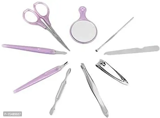 Perfect Pricee 9 Pieces Cutter Cuticle Clipper Pedicure Manicure Set(Apple Shaped design kit) (Set of 9, Purple) Professional Finger  Toe Nail Care Scissors with Mirror-thumb3