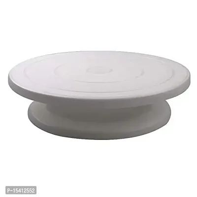 Grizzly Plastic Cake Rotary Table Revolving Rotating Cake Stand Baking Tool Cake Turntable Stand, 28cm, White + Free 6 in Straight Palette Knife (Combo 1)-thumb5
