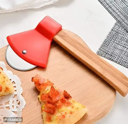 Perfect Pricee Axe Shaped Pizza Cutter with Sharp Rotating Blade for Bread, Cakes , 22.5 X 10 X 2 cm , Color- Red