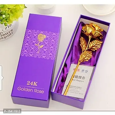 Perfect Pricee Gift Valentine Gift Golden Rose 25 Cm with Beautiful Gift Box and Carry Bag (Golden)-thumb2