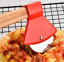 Perfect Pricee Axe Shaped Pizza Cutter with Sharp Rotating Blade for Bread, Cakes , 22.5 X 10 X 2 cm , Color- Red-thumb2