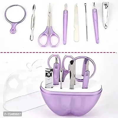 Perfect Pricee 9 Pieces Cutter Cuticle Clipper Pedicure Manicure Set(Apple Shaped design kit) (Set of 9, Purple) Professional Finger  Toe Nail Care Scissors with Mirror-thumb5